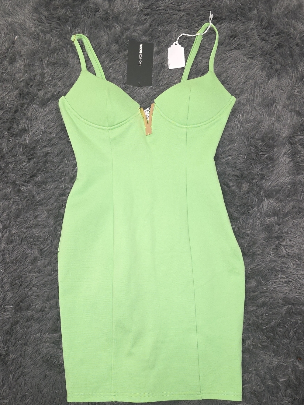 Fashion Nova- Lime Green Mini Bodycon Dress. Size S. NWT